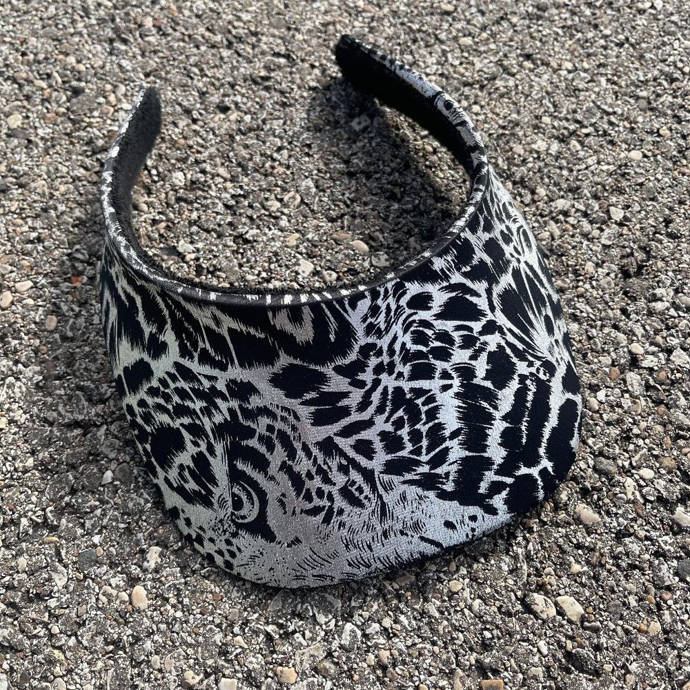 Vintage Silver Metallic Tiger Print Visor | 1980s